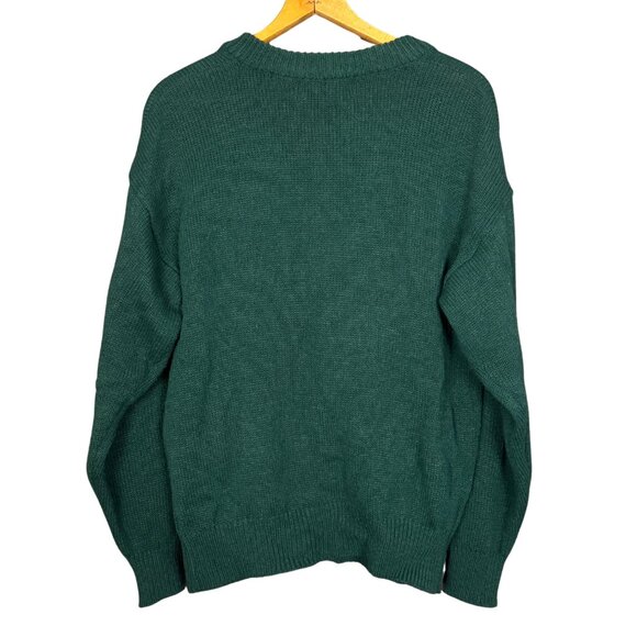 Vintage Forest Green Embroidered Cardigan 90s Woodland Deer Aesthetic Grandpa - Picture 6 of 7